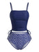 Navy 1950s Print Spaghetti Strap Tankini Set 3