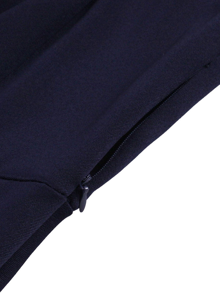 Navy Blue 1950s Nautical Square Neck Belted Dress - vintage dress, retro fashion, rockabilly