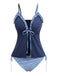 Navy Blue 1950s Ruffled Striped Tie Front Tankini Set: beautiful vintage fashion, retro style, classic elegance with timeless appeal