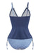 Navy Blue 1950s Ruffled Striped Tie Front Tankini Set | vintage fashion, retro style, classic elegance - perfect for retro fashion enthusiasts