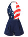 Navy Blue 1950s Solid Button Shorts — vintage elegance for the modern woman