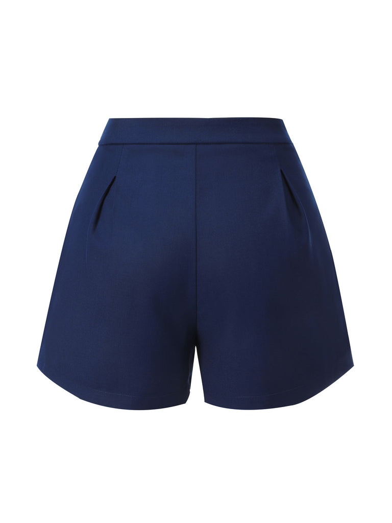 Navy Blue 1950s Solid Button Shorts, vintage fashion, retro style - perfect for women who love vintage and retro fashion