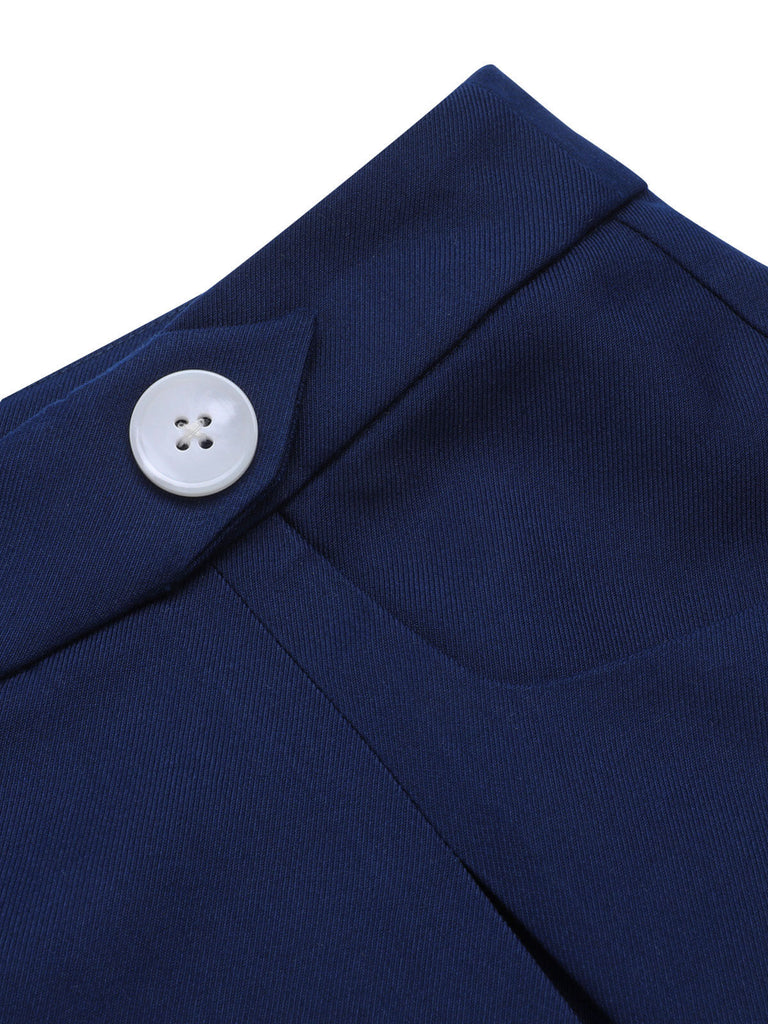 Navy Blue 1950s Solid Button Shorts, vintage fashion, retro style - perfect for women who love vintage and retro fashion