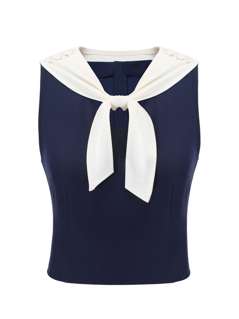 Navy Blue 1950s Solid Sailor Collar Blouse, vintage top, retro blouse - perfect for women who love vintage and retro fashion