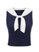 Navy Blue 1950s Solid Sailor Collar Blouse, vintage top, retro blouse - perfect for women who love vintage and retro fashion