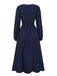 Navy Blue 1970s Floral Embroidered Maxi Dress - vintage dress, retro fashion, elegant red