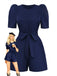 Navy Blue 1980s Belted Solid Romper - vintage jumpsuit, retro fashion