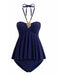 Navy Blue 1980s Cutout Set Tankini