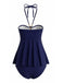 Navy Blue 1980s Cutout Set Tankini 2