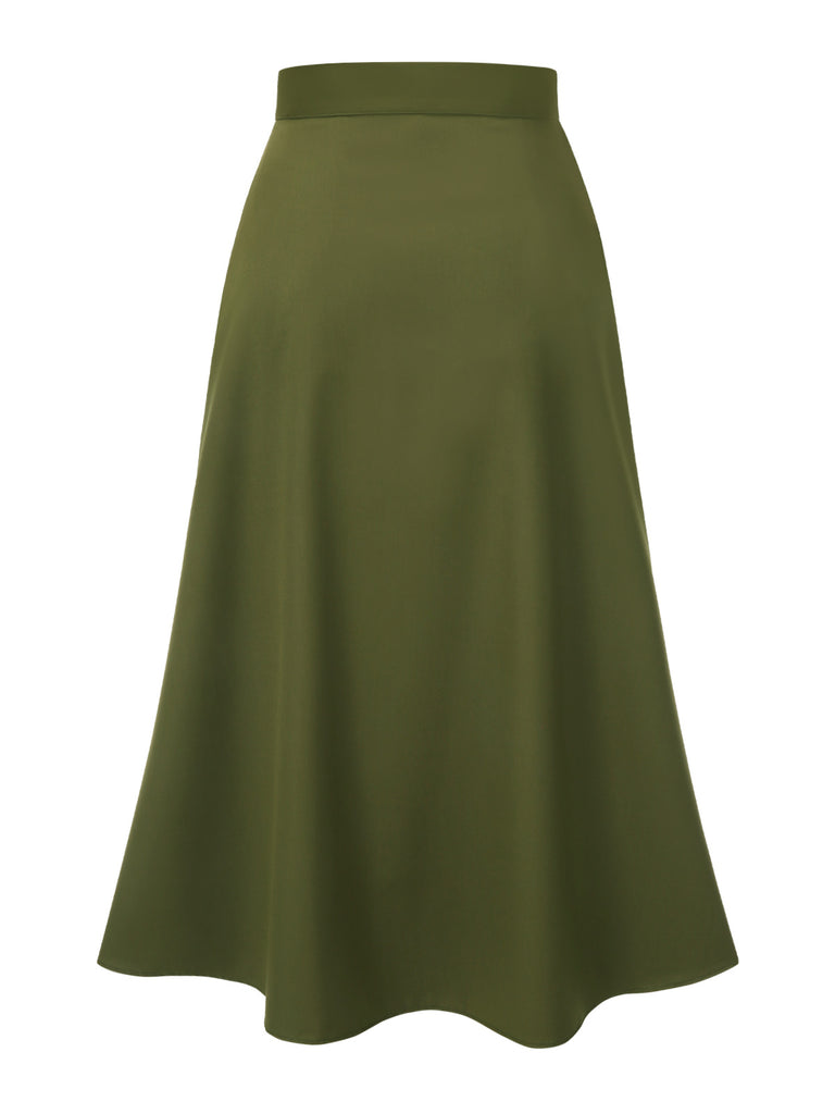 Olive Green 1940s Button Slit Skirt — because 1940s glamour deserves an encore