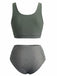 Olive Green 1940s Tie Front High-Waist Tankini Set, vintage tie, classic accessory - perfect for women who love vintage and retro fashion