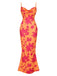 Orange 1930s Floral Cowl Neck Fishtail Dress, vintage dress, retro fashion, floral print - perfect for women who love vintage and retro fashion