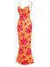 Orange 1930s Floral Cowl Neck Fishtail Dress, vintage dress, retro fashion, floral print - perfect for women who love vintage and retro fashion