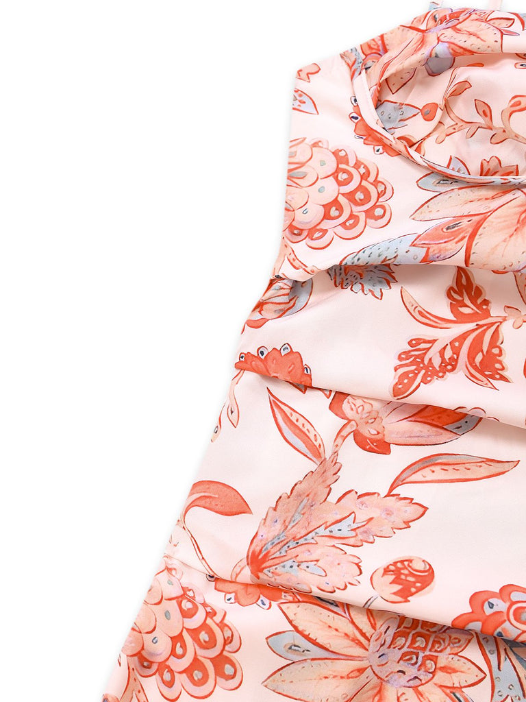 Orange 1930s Floral Strappy Maxi Dress - vintage dress, retro fashion