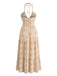 Orange 1940s Floral Halter Vacation Dress - vintage dress, retro fashion, floral print for vintage lovers