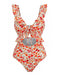 Orange-1940s-Floral-Ruffled-Cutout-One-Piece-Swimsuit, vintage, retro, swimwear