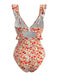 Orange-1940s-Floral-Ruffled-Cutout-One-Piece-Swimsuit, vintage, retro, swimwear
