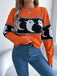 Orange 1940s Halloween Ghost Knit Sweater - vintage fashion, retro style