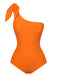 Orange 1940s Solid Swimsuit & High Low Cover-Up, vintage swimsuit, pin-up swimwear - perfect for women who love vintage and retro fashion