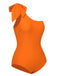 Orange 1940s Solid Swimsuit & High Low Cover-Up, vintage swimsuit, pin-up swimwear - perfect for women who love vintage and retro fashion