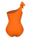 Orange 1940s Solid Swimsuit & High Low Cover-Up, vintage swimsuit, pin-up swimwear - perfect for women who love vintage and retro fashion