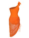 Orange 1940s Solid Swimsuit & High Low Cover-Up, vintage swimsuit, pin-up swimwear - perfect for women who love vintage and retro fashion