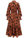 Orange 1950s Floral V-Neck High Waist Dress, vintage dress, retro fashion, rockabilly, pin-up fashion - perfect for women who love vintage and retro fashion