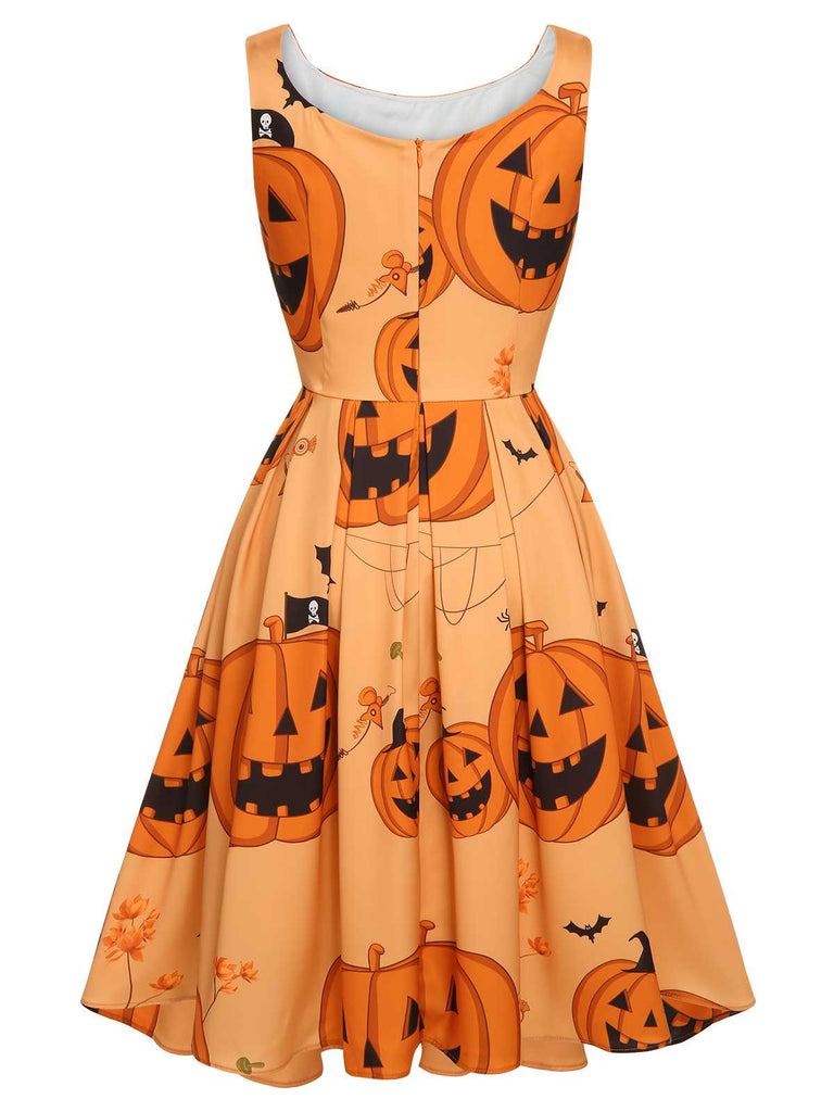 Orange 1950s Halloween Sleeveless Beading Dress — vintage elegance for the modern woman