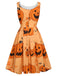 Orange 1950s Halloween Sleeveless Beading Dress — vintage elegance for the modern woman