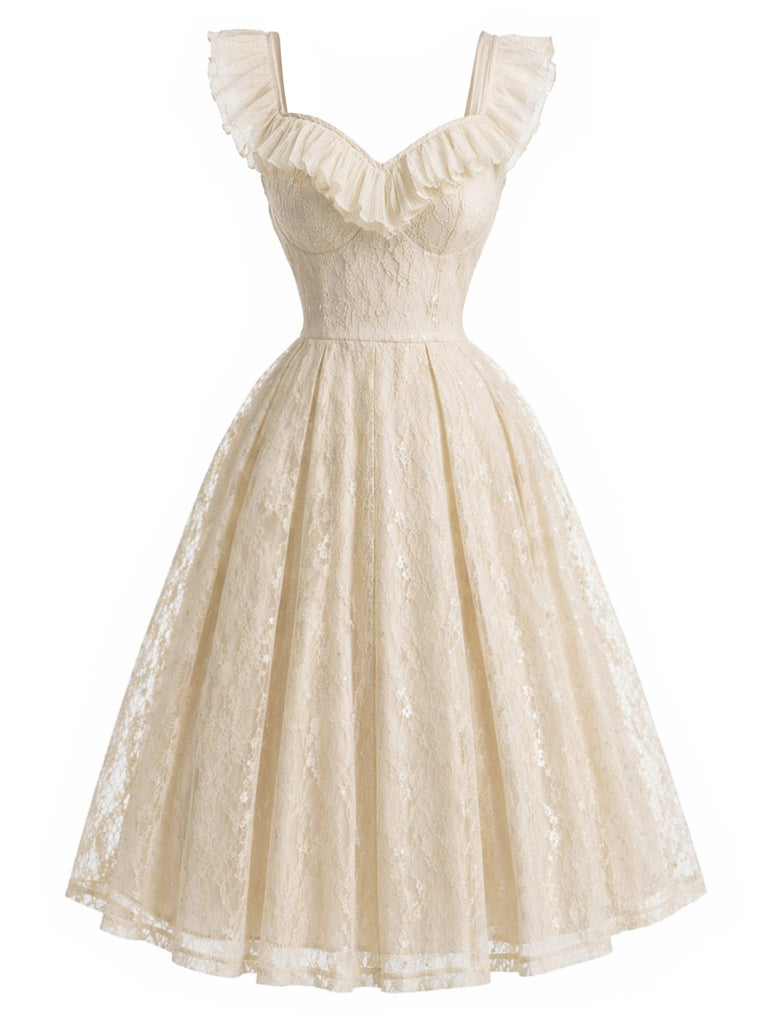 Orange 1950s Lace Vintage Classic Dress 2