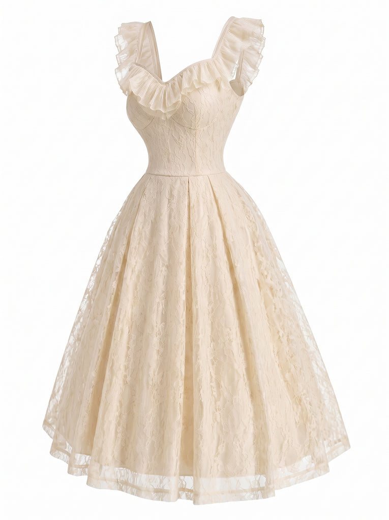Orange 1950s Lace Vintage Classic Dress 3