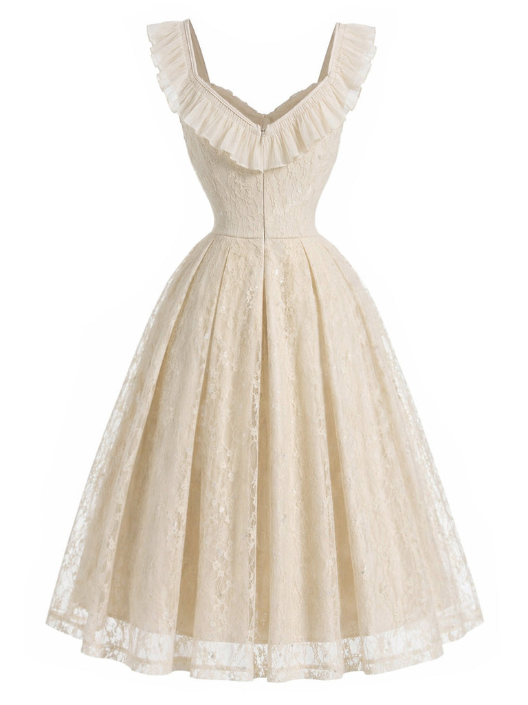 Orange 1950s Lace Vintage Classic Dress 4