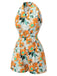 Orange 1950s Painted Sunflower V-Neck Romper, vintage romper, retro jumpsuit - perfect for women who love vintage and retro fashion