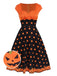 She slips into this Orange 1950s Pumpkin Face Sweetheart Neck Dress and suddenly it's a 1950s daydream