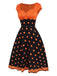 This Orange 1950s Pumpkin Face Sweetheart Neck Dress wraps her in 1950s elegance, one twirl at a time