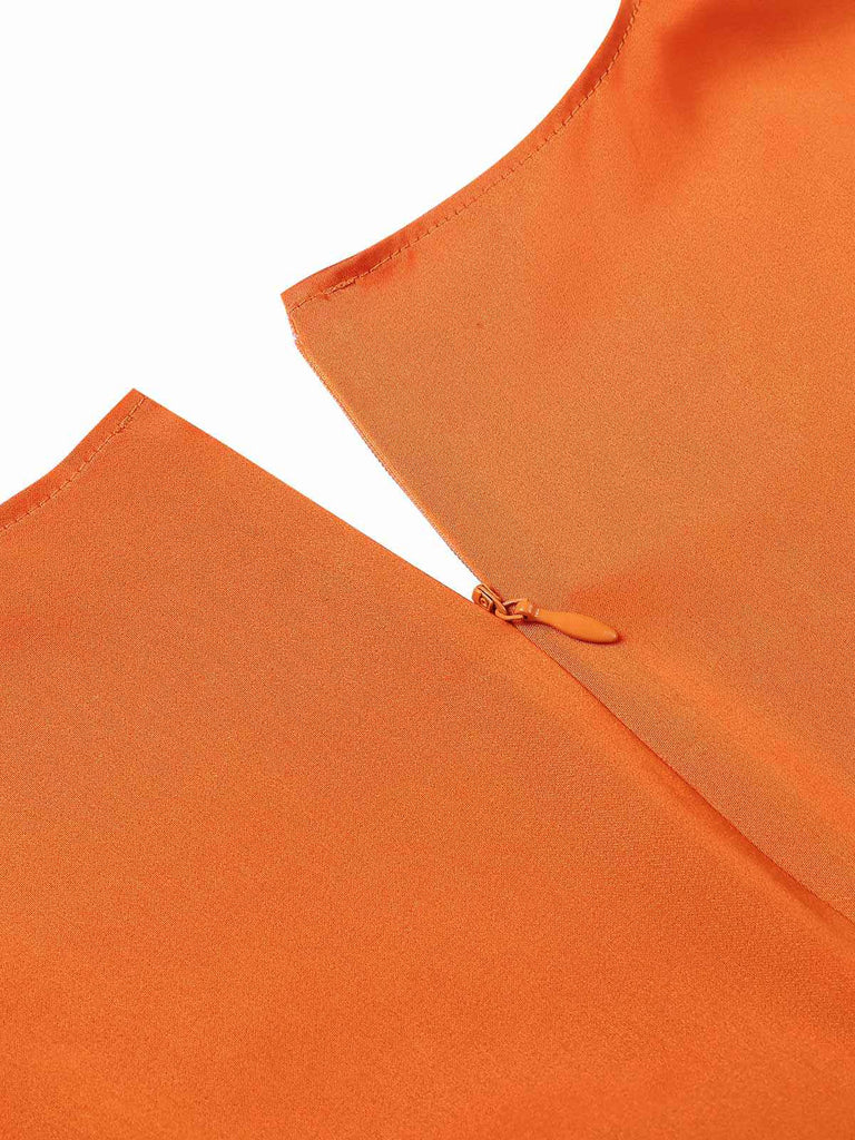 Orange 1950s Pumpkin Face Sweetheart Neck Dress: where 1950s romance meets her modern spirit