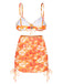 This Orange 1950s Silhouette Floral Straps Skirt Bikini carries 1950s vacation dreams in every stitch