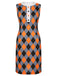 Orange 1960s Color Block Argyle Shift Dress, vintage dress, retro fashion - perfect for women who love vintage and retro fashion