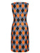 Orange 1960s Color Block Argyle Shift Dress, vintage dress, retro fashion - perfect for women who love vintage and retro fashion