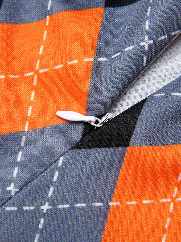Orange 1960s Color Block Argyle Shift Dress, vintage dress, retro fashion - perfect for women who love vintage and retro fashion
