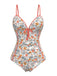 Orange 1960s Daisy Lace-Up One-Piece Swimsuit - vintage swimwear, retro swimsuit, pin-up style for vintage lovers
