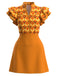 Orange Color 1960s Floral Patchwork Classic Dress