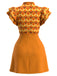 Orange Color 1960s Floral Patchwork Classic Dress 2