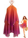 Orange 1960s Gradient Halter Layered Chiffon Mini Dress, vintage dress, retro fashion - perfect for women who love vintage and retro fashion