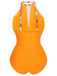 This Orange 1960s Halter Floral One-Piece Swimsuit carries 1960s vacation dreams in every stitch