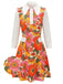 Orange 1960s Lapel Flowers Patchwork Dress: timeless style reimagined