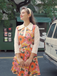 Orange 1960s Lapel Flowers Patchwork Dress: where 1960s romance meets her modern spirit