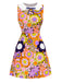 Orange 1960s Peter Pan Collar Floral Bow Dress - vintage dress, retro fashion