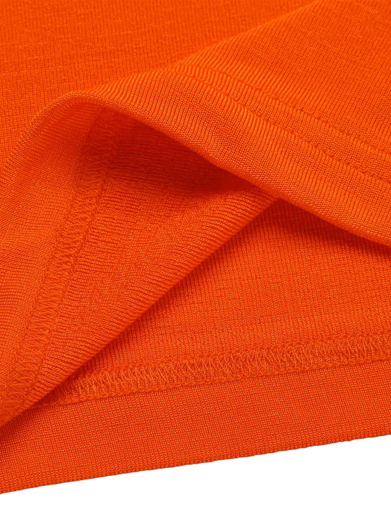Orange 1960s Solid One Shoulder Sleeveless Dress, vintage dress, retro fashion - perfect for women who love vintage and retro fashion
