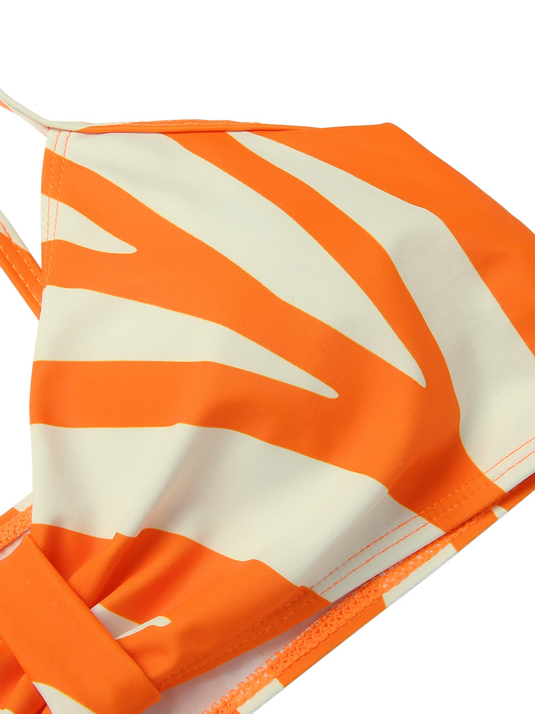 Orange 1960s Strap Stripe Swimsuit, vintage swimsuit, pin-up swimwear - perfect for women who love vintage and retro fashion